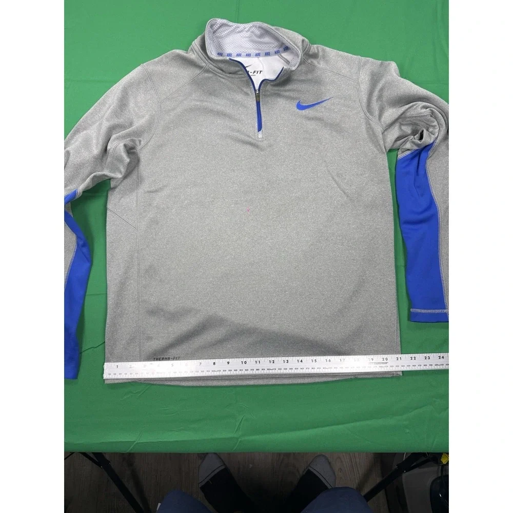 Nike Therma Fit Quarter Zip Pullover Gray Blue Mens Medium Athletic Running